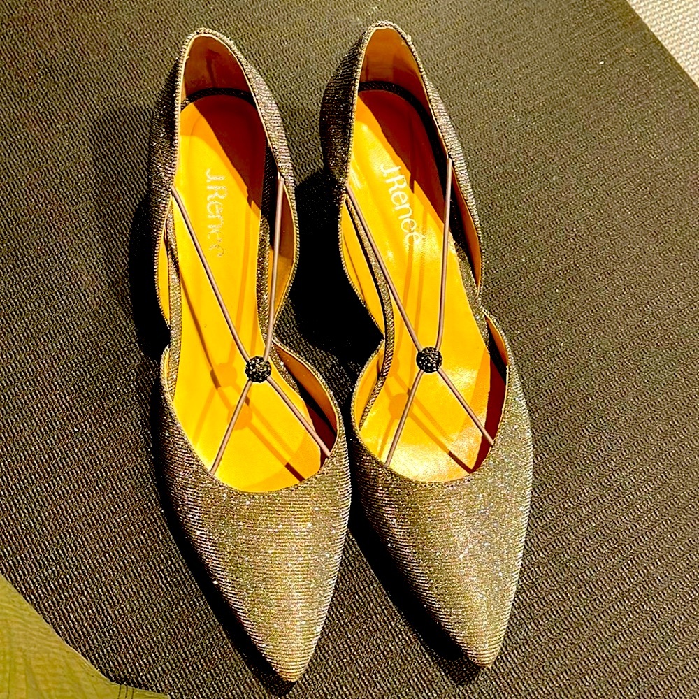 Pewter Glitter fabric J Renee dress shoes